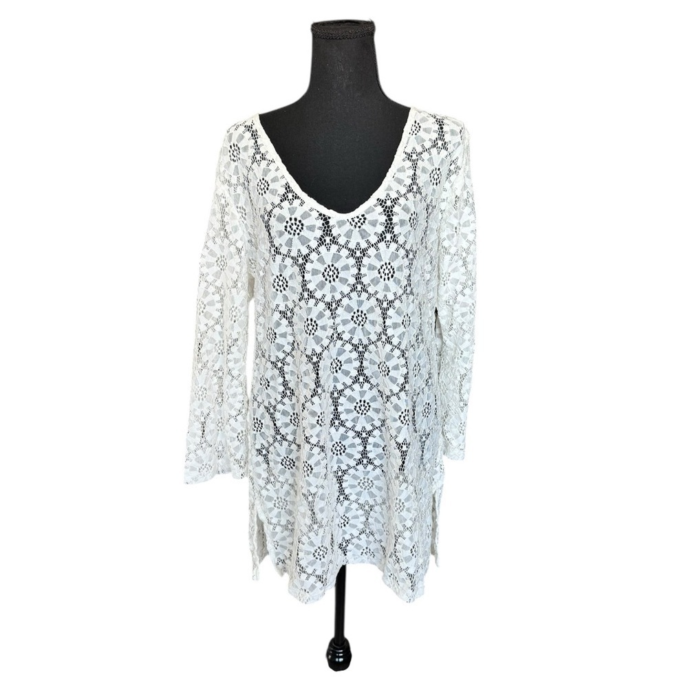 J Valdi Ivory Lace Tunic XL Bridal Honeymoon Bachelorette Cover Up Y54